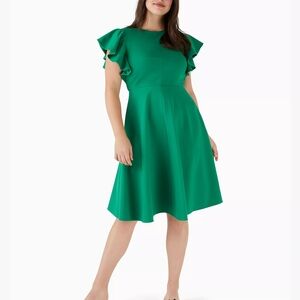 Kate Spade Ponte Seam Detail Flutter-sleeve Midi Dress SIZE 8